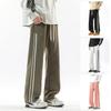 Весенне-осенние новые длинные брюки мужские свободные и универсальные на кулиске прямые с двумя лампасами спортивные драпированные спортивные штаны мужские