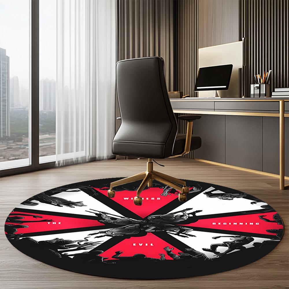 Resident Evil Printed Round Rug Carpet Chair Rug Area Rug Entryway Doormats,for Office Chair Living Room Bedroom Kitchen Room.