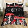Wild Mushroom Duvet Cover Set Burgundy Plant Bedding Set Comforter Soft Polyester King Queen Size With Pillowcase