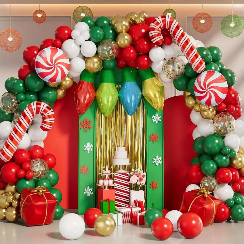 Christmas Balloons Garland Arch Set 173PCS Latex and Aluminium Film Balloons for Birthday New Year Christmas Party Decorations