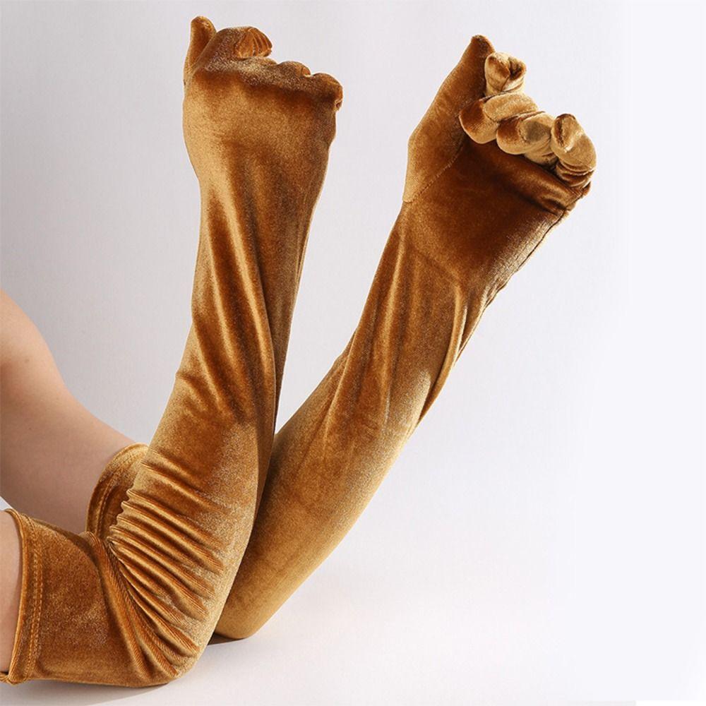 Элегантные длинные бархатные перчатки 53 см Вечерние перчатки Ретро Женские пушистые перчатки Товары для вечеринок
