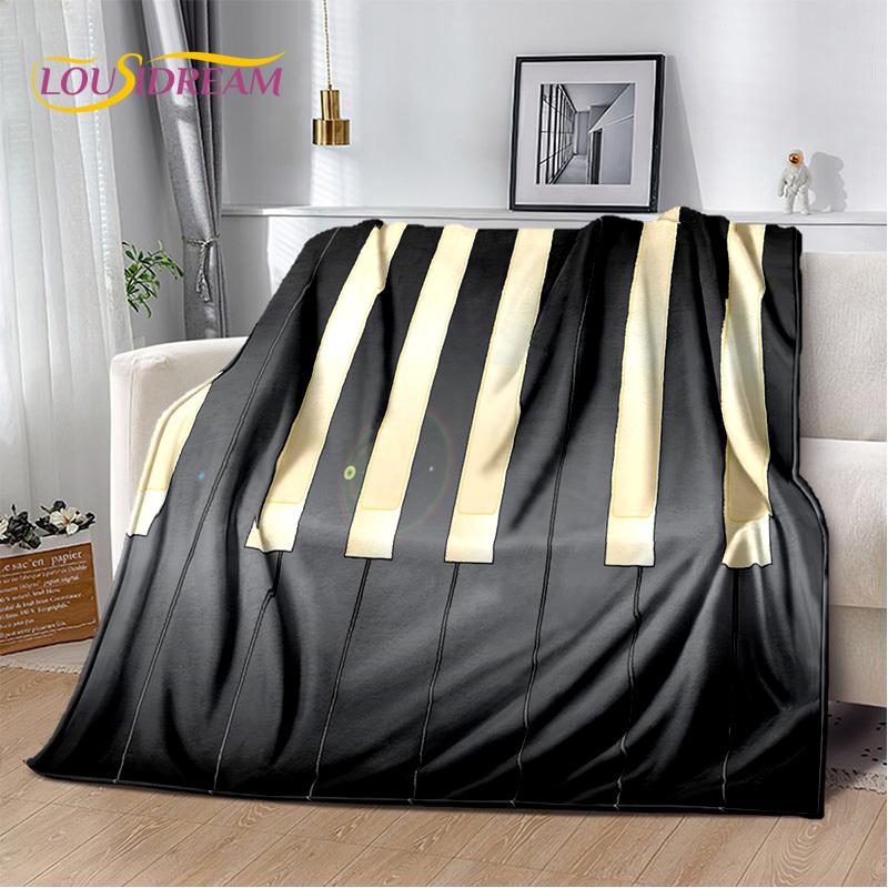 3D Dream Piano Key Music Instrument Cartoon Blanket,Soft Throw Blanket for Home Bedroom Bed Sofa Picnic Office Travel Cover Kids