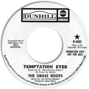 7-дюймовая пластинка GRASS ROOTS - Temptation Eyes / Keepin' Me Down D4263PROMO ABC/Dunhill Rec 1971 US Rock б/у