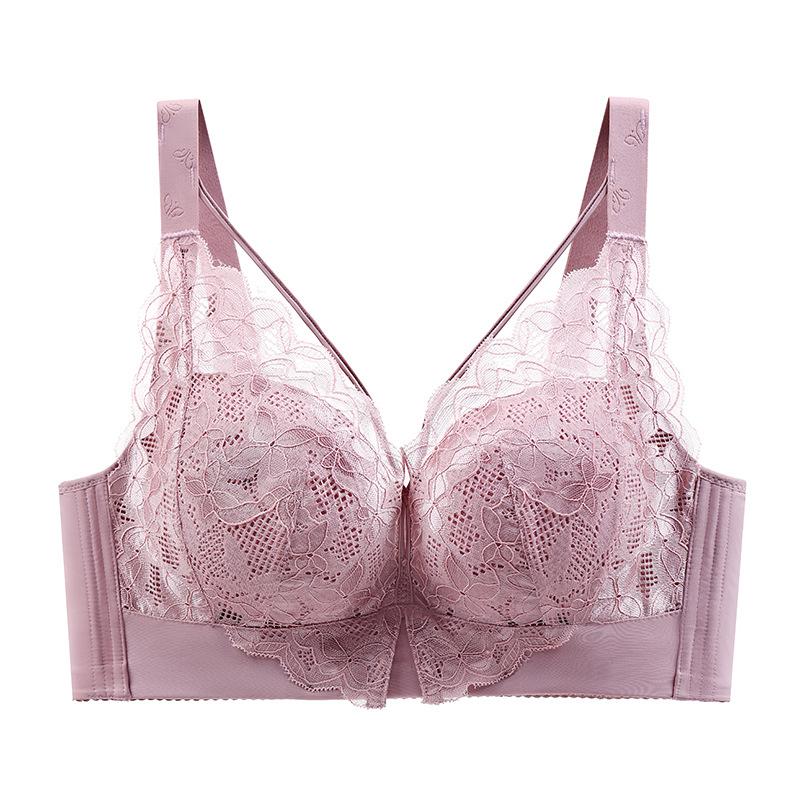 New Large Size Thin Full Cup Underwear Women's No Steel Ring Gathered Adjustable Bra Sexy Lace Collection Bra