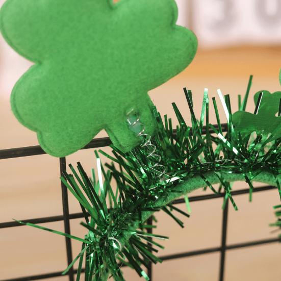 St. Patrick's Day Headband Glitter Shamrock Top Hat Hair Hoop Festive Clover Hairband for Women Girls Boys Parties Events Dress Up