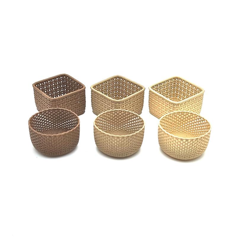 Handcrafted Miniature Dollhouse Basket Woven Storage Organizer for Scene Decoration and Display