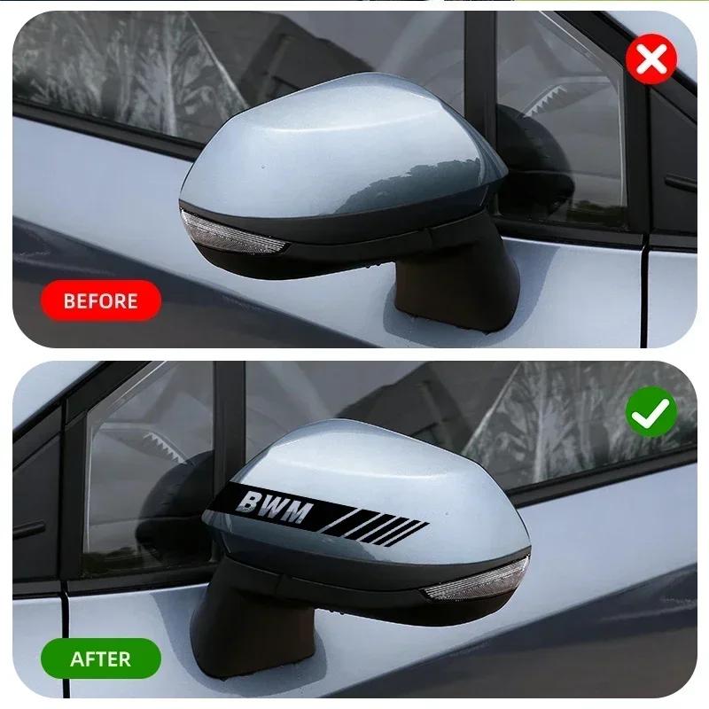XLJBM1 2pcs Car Stripe Stickers Rearview Mirror Reflective Vinyl Decals Decoration For BMW F10 F13 F15 F16 F30 F34 F32 F31 E36 E60
