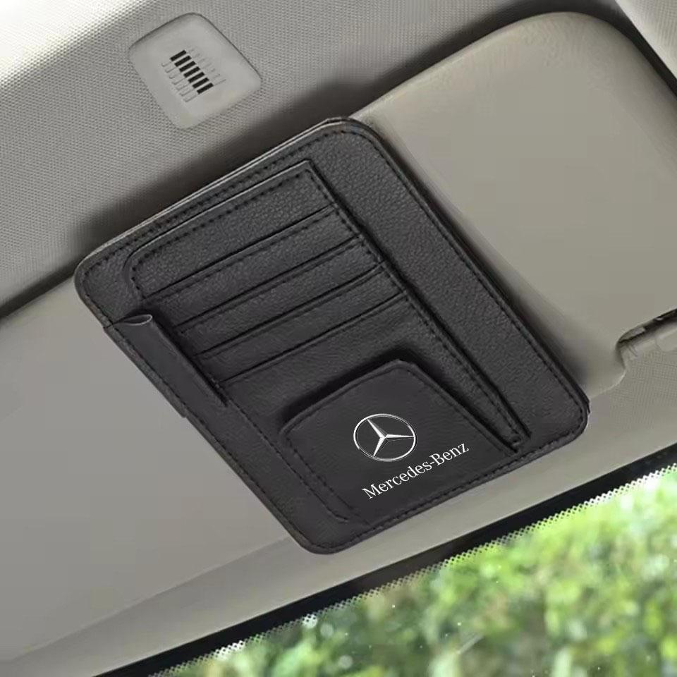Car PU Leather Sun Visor Sunglasses Ticket Card Storage Bag For Mercedes Benz A B C E S Class CLA CLS SLK GLA GLC GLB GLK AMG W2