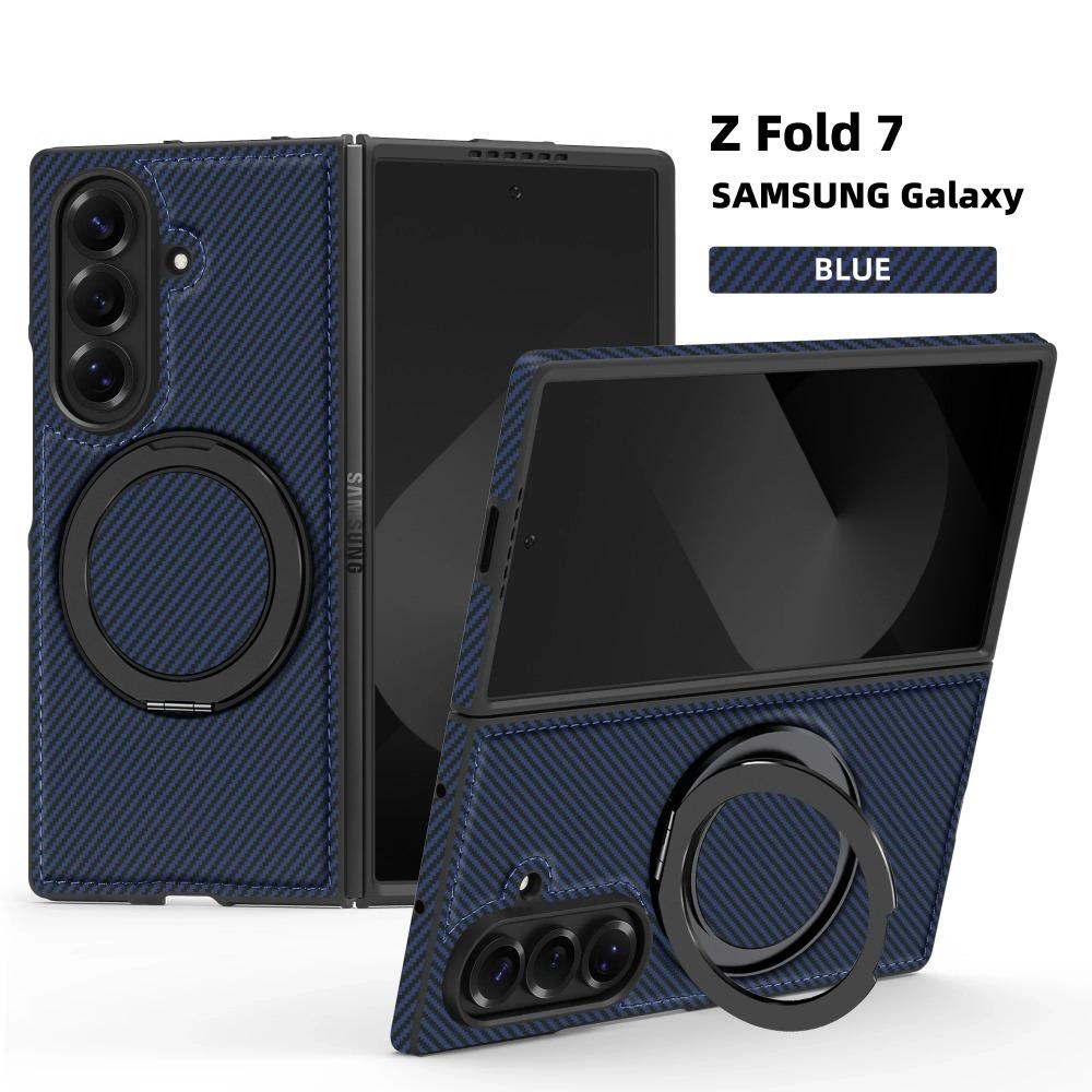 Деловой магнитный чехол с текстурой карбона для Samsung Galaxy Z Fold 7 6 5 4 3 для Magsafe, защитная крышка с вращающейся подставкой на 360°
