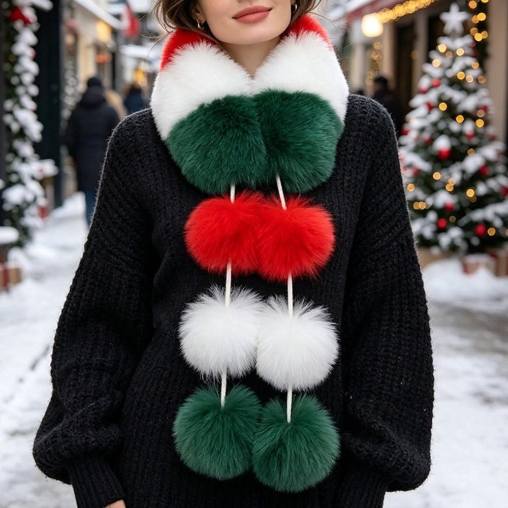 Cold-Proof Faux Plush Christmas Scarf Windproof Warmth Magnetic Scarf Cold Weather