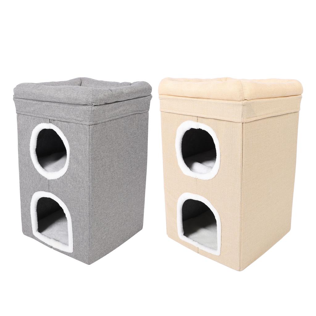 Домашний домик для кошек, зимний теплый домик для кошек, 3-уровневая пещера для домашних животных, складная кровать для кошек для дома в помещении