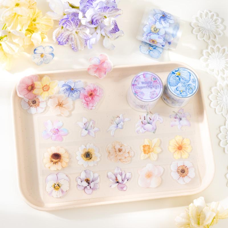 50mm*2m Flowers Plants PET Tapes Junk Journal Adhesiva Scrapbooking Sticker Planner Diary Collage Decoration Stationery Tape