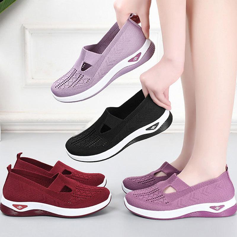 Mom Middle-aged and Elderly Summer Breathable Comfortable Single Soft Sole Casual One-pedal Mesh Childrenshoes