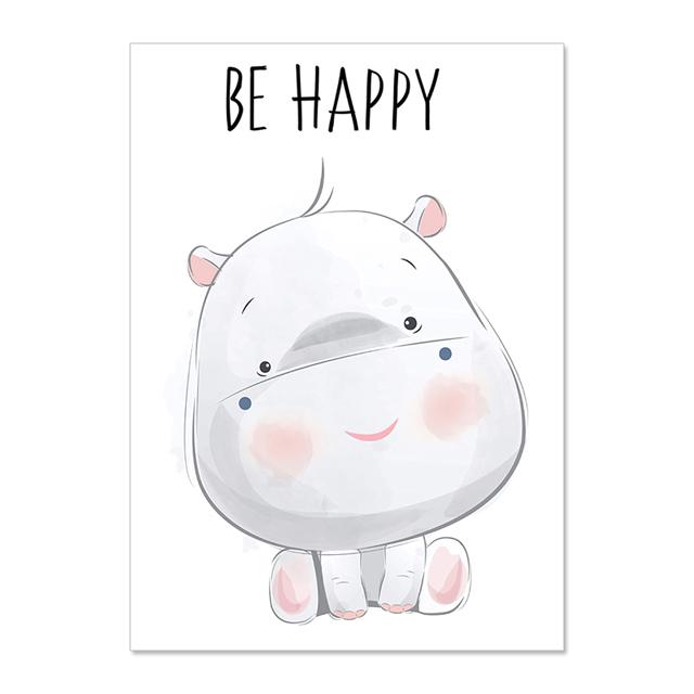 Cartoon Cute Animal Giraffe Lion Monkey Elephant Baby Posters And Prints Wall Art Canvas Painting Wall Pictures Kids Room Décor No Frame