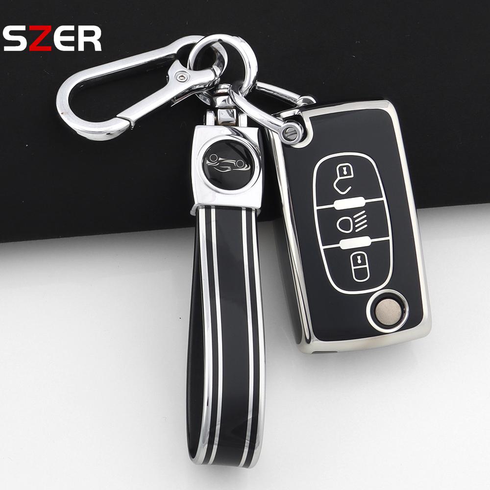 Новый розовый чехол-брелок из ТПУ для автомобильного ключа For Citroen C2 C3 C4 C5 C6 Xsara Berlingo For Peugeot 207 307 308 407 607 807