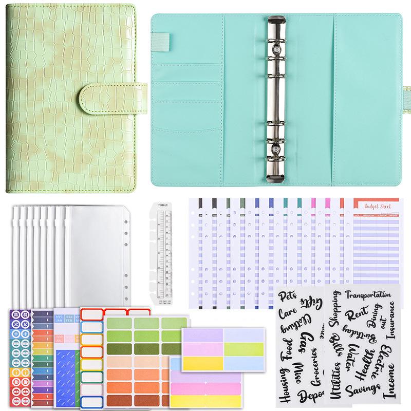 Macaron PU Leather Binder Budget Book A6 Cash Envelope Planner, Creative Finance Organizer Notebook