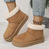 Fashion Faux Suede Flat Snow Boots for Women Plus Size Thick Sole Chunky Platform Ankle Boots Winter Warm Comfort Non Slip Cotton Boots