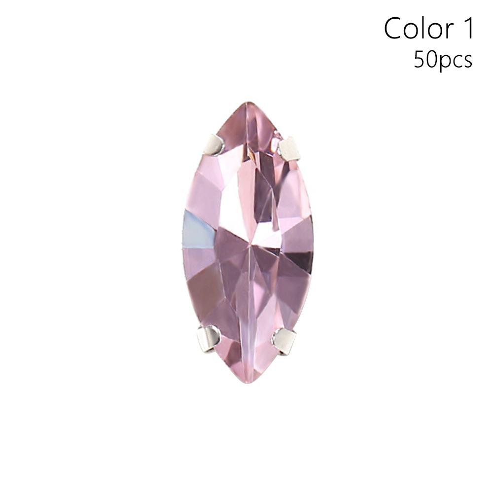 50Pcs/Pack Sew On Glass Crystal Stones With Silver Claw Diamond Beads Ornament  For Needlework