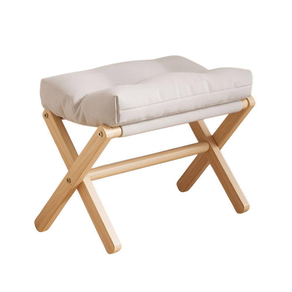 Cotton-filled Cushion Footstool Compact Design Folding Stool Shoe Changing Stool Entryway Use