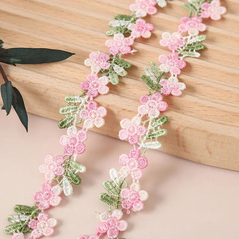 2CM Width Flower Lace Fabric Floral Embroidery Ribbon DIY Sewing Garment Applique Decor Accessories 2cm Lace Trim Crafts
