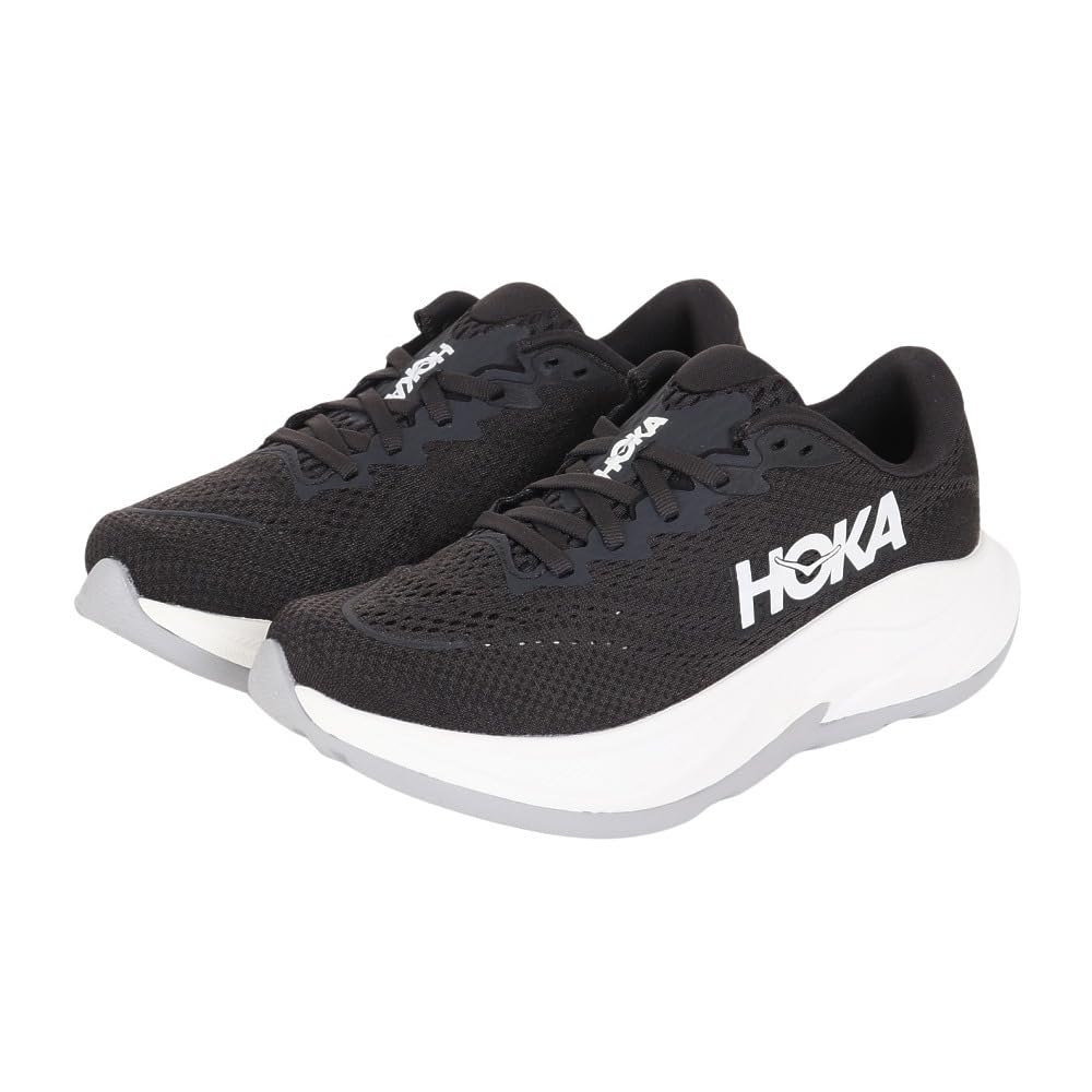 HOKA Rincon 4 Wide Running Size Black and Shoes, Women's, 23.5, White, 1155133-BWHT