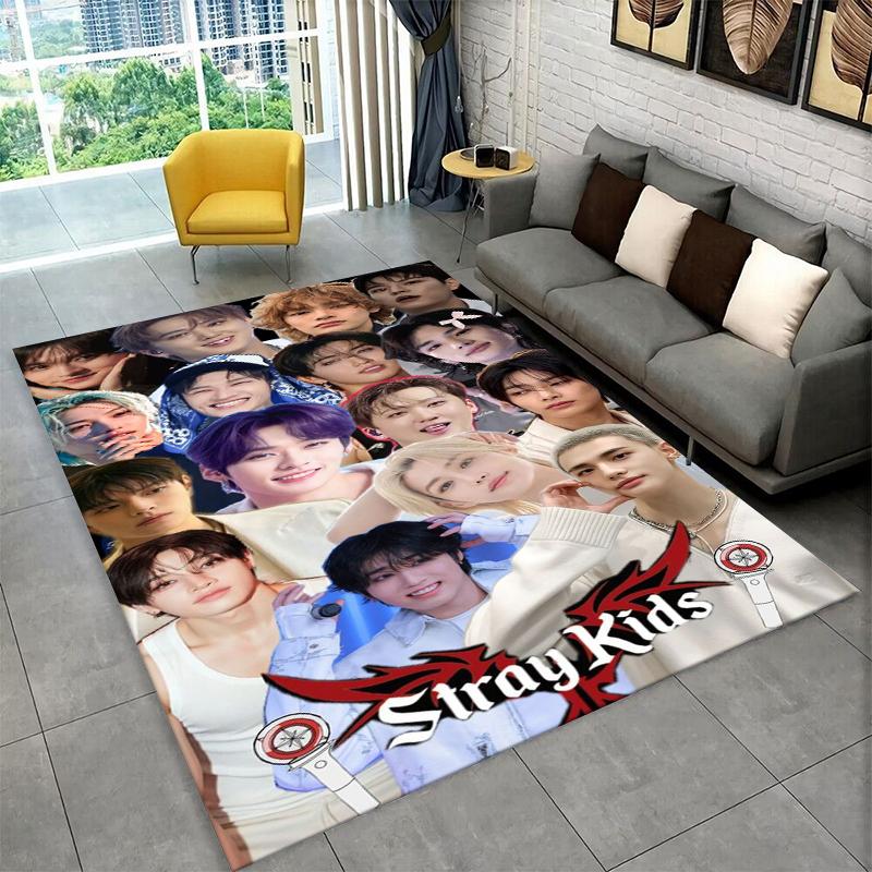 Модный противоскользящий ковер K-pop Stray Kids для гостиной, спальни, игровой комнаты, мягкий коврик для пола, ковер для домашнего декора, подарок для детской комнаты