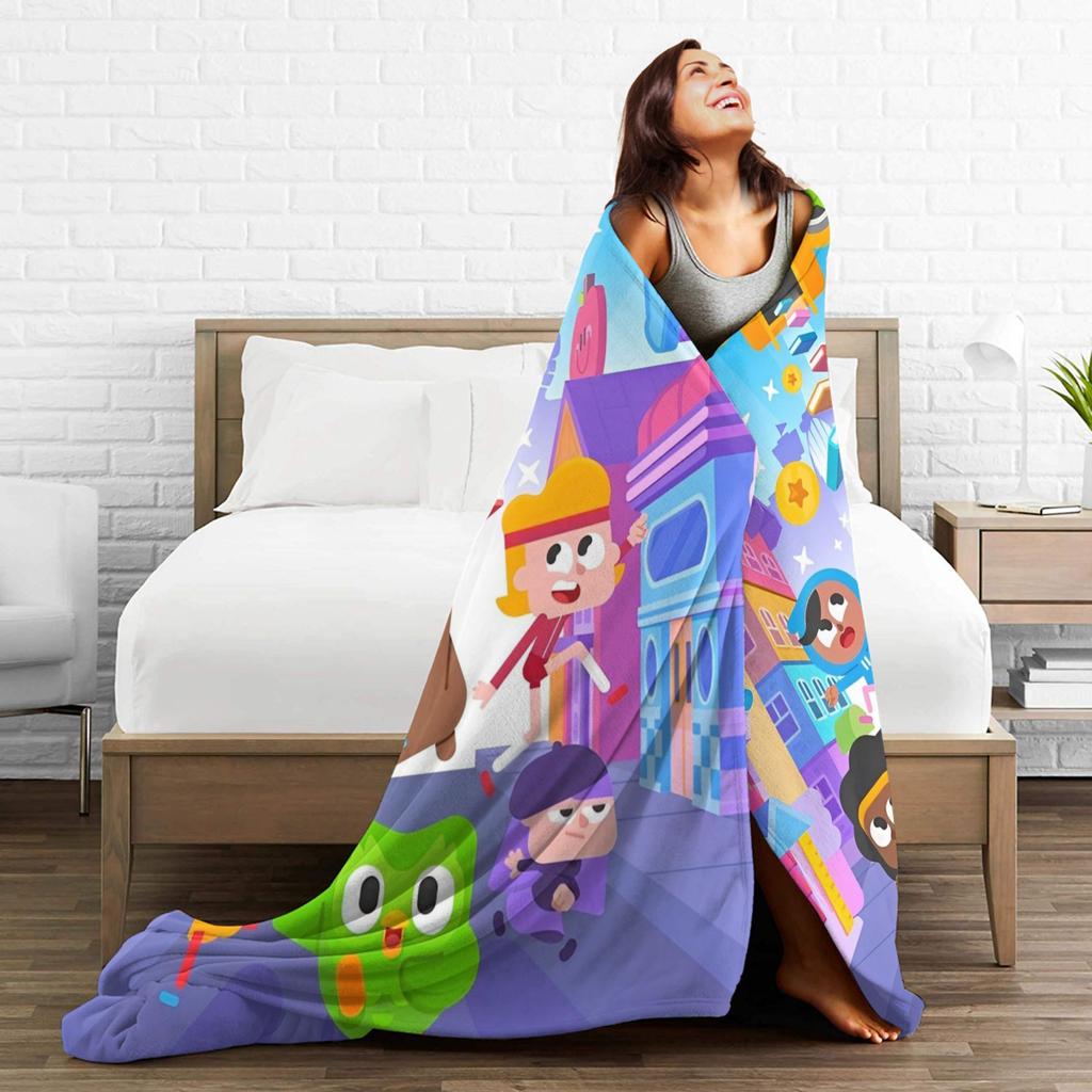 Duolingo Сова Duo Вязаные одеяла Фланелевые Мультяшные Милые Супер теплые Пледы для Дома Дивана Спальни Одеяло