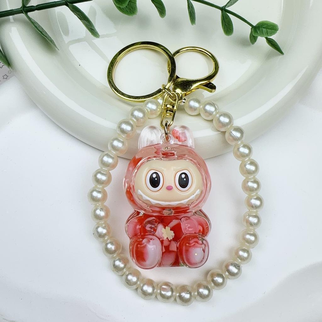 Color Beads Flash Luminous Rag Creative Keychain Into Oil Doll Schoolbag Quicksand Small Pendant Gift Ornament