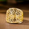 Huitan Hollow Engraved Design Women Ring Luxury Wedding Lady Fashion Accessories Gold Color/CopperColor Party Metal Jewelry