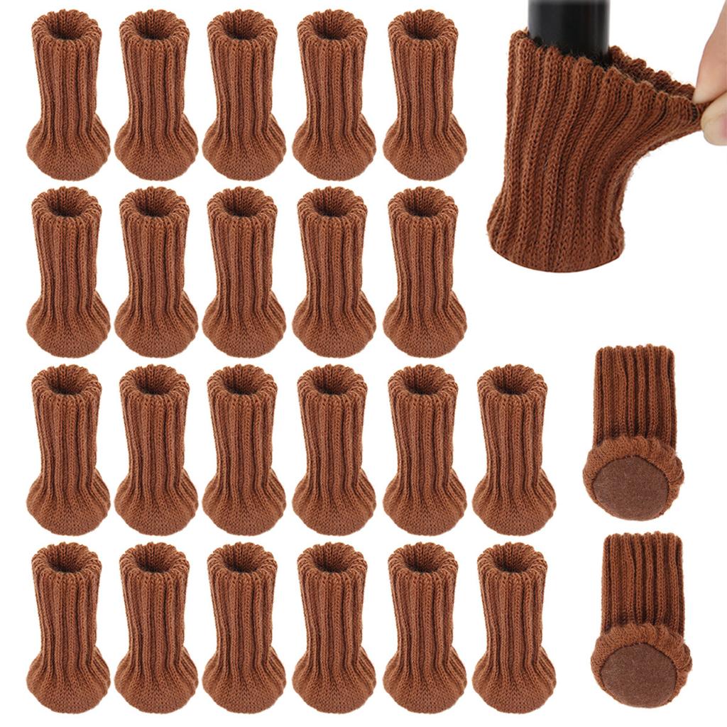 24Pcs Knitting Chair Leg Cover Elastic Table Foot Socks Non-Slip Anti-Noise Floor Protectors Pad Chair Socks for Furniture Decor