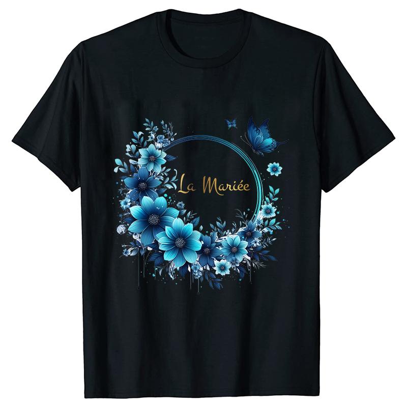 Team Bride Top Future Bride Tshirt Bridal Shower Wedding Bachelorette Party EVJF Flower Wreath Tees for Women Single Farewell