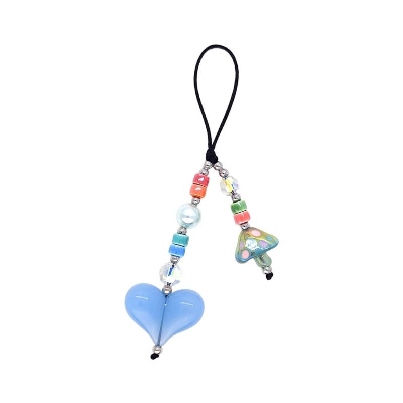 Fashion Heart Bead Keychain Resin Beads Phone Strap Resin Texture for a Modern Look Suitable for Projects and Gifts