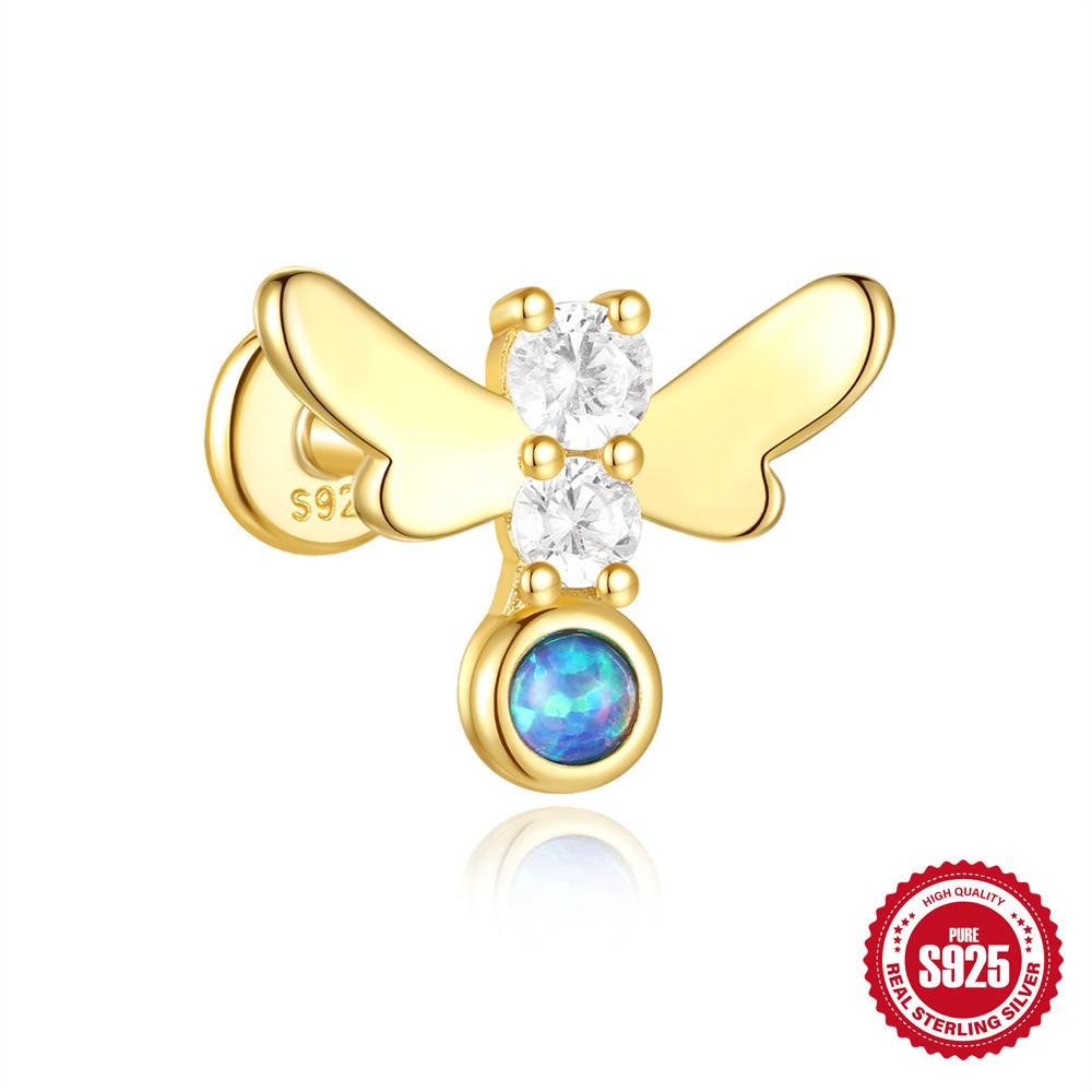 S925 Tremella Decoration Женские серьги-гвоздики из стерлингового серебра с простым темпераментом и маленьким цирконием с плоским дном Серьги-подвески с темпераментом