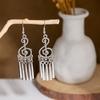 BLINGBAY Women's Earrings, Ethnic Style Drop-shaped Long Metal Tassel Earrings, Simple And High-end Accessories, Retro Colorful Feather Jewelry