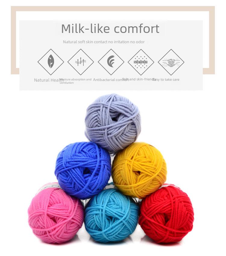 Комплект из 5 нитей детской шерстяной шапки и шарфа из молочной хлопковой пряжи средней толщины, ручная работа