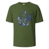 Mens Printed TShirt Blue And White Porcelain Cat Graphic 100Cotton Oneck Shortsleeved Tees For Men Women Summer Fashion Tops