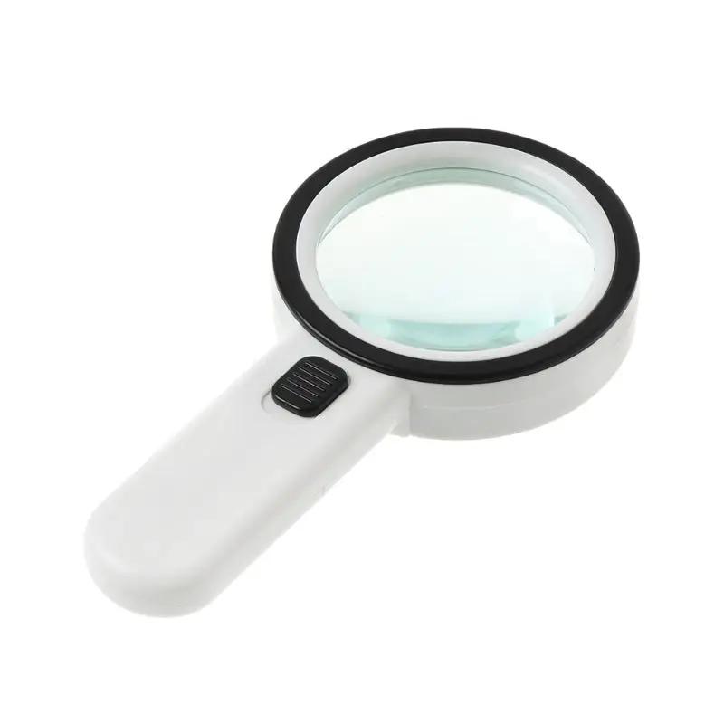 30X LED Magnifying Glass Handheld Lighted Magnifier Double Glass Lens Jewelry Magnifier