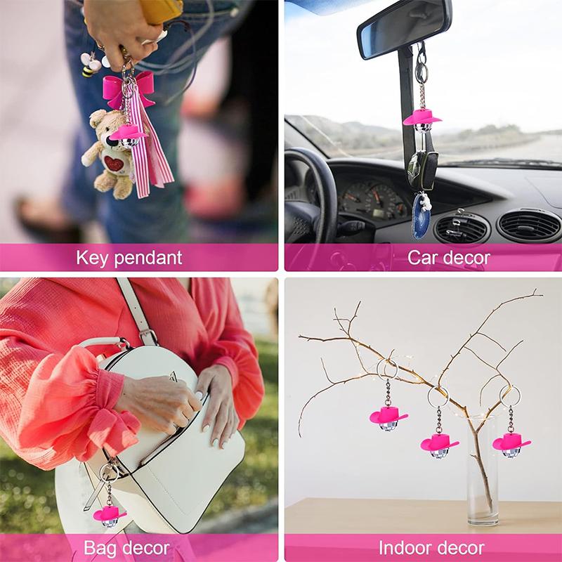 WTEMPO Ковбойская шляпа Мини диско-шар Брелок Блестящий Брелок-подвеска в виде диско-шара DIY Ретро набор брелоков Ключ от машины/Ключ от двери/Сумка Рождественская елка Декор Подвеска