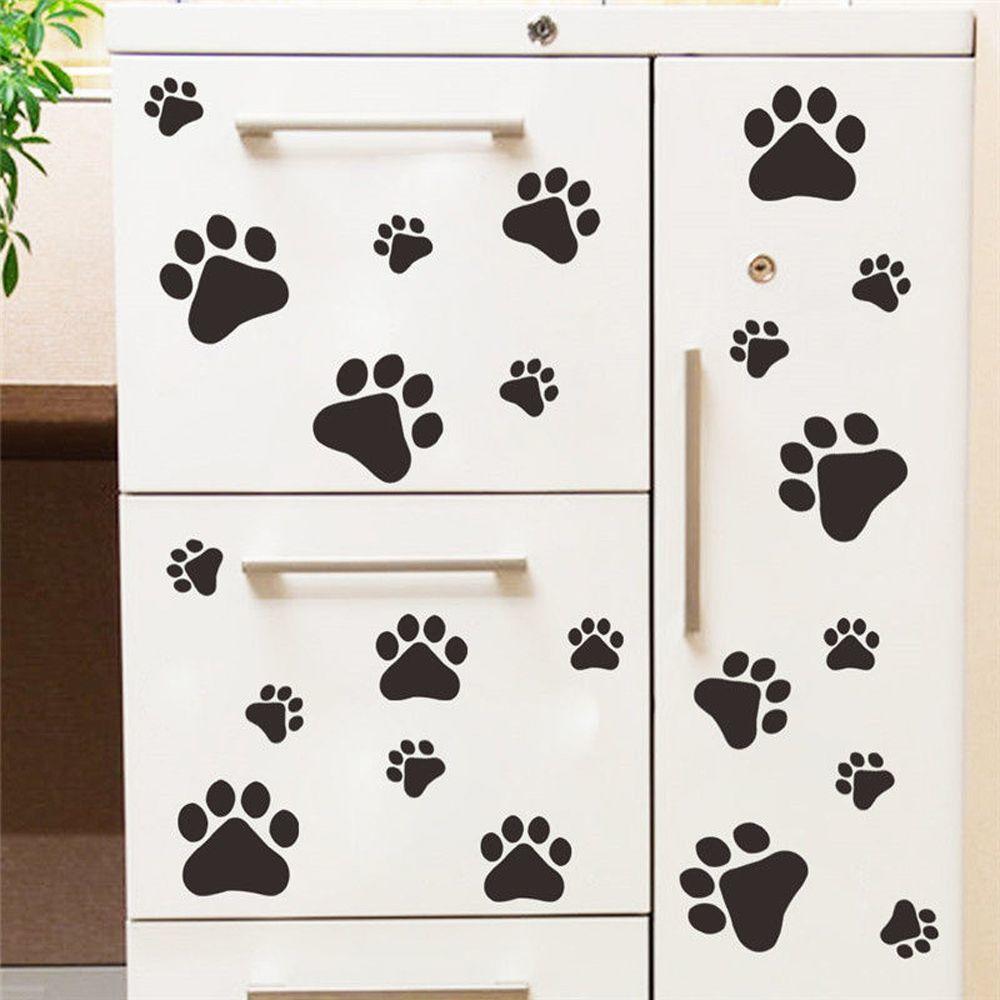 22Pcs/set Children's Room Removable Vinyl Wall Stickers Cat Dog Paws Home Mural Refrigerator Decal