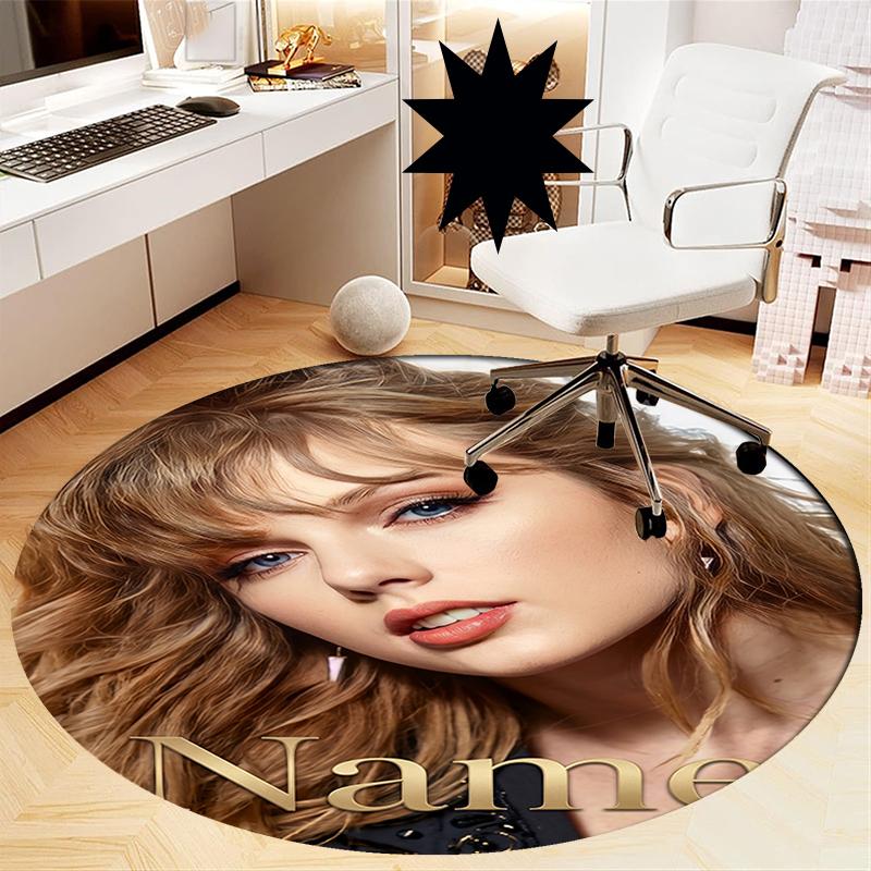 Custom Name Taylor Printed Round Rug Carpet Chair Rug Area Rug Entryway Doormats,for Office Chair Living Room Bedroom Kitchen Room.