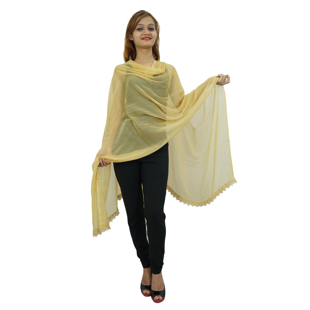 Женские шарфы из шифоновой смеси Dupatta Chunni, индийские шарфы с длинными кисточками