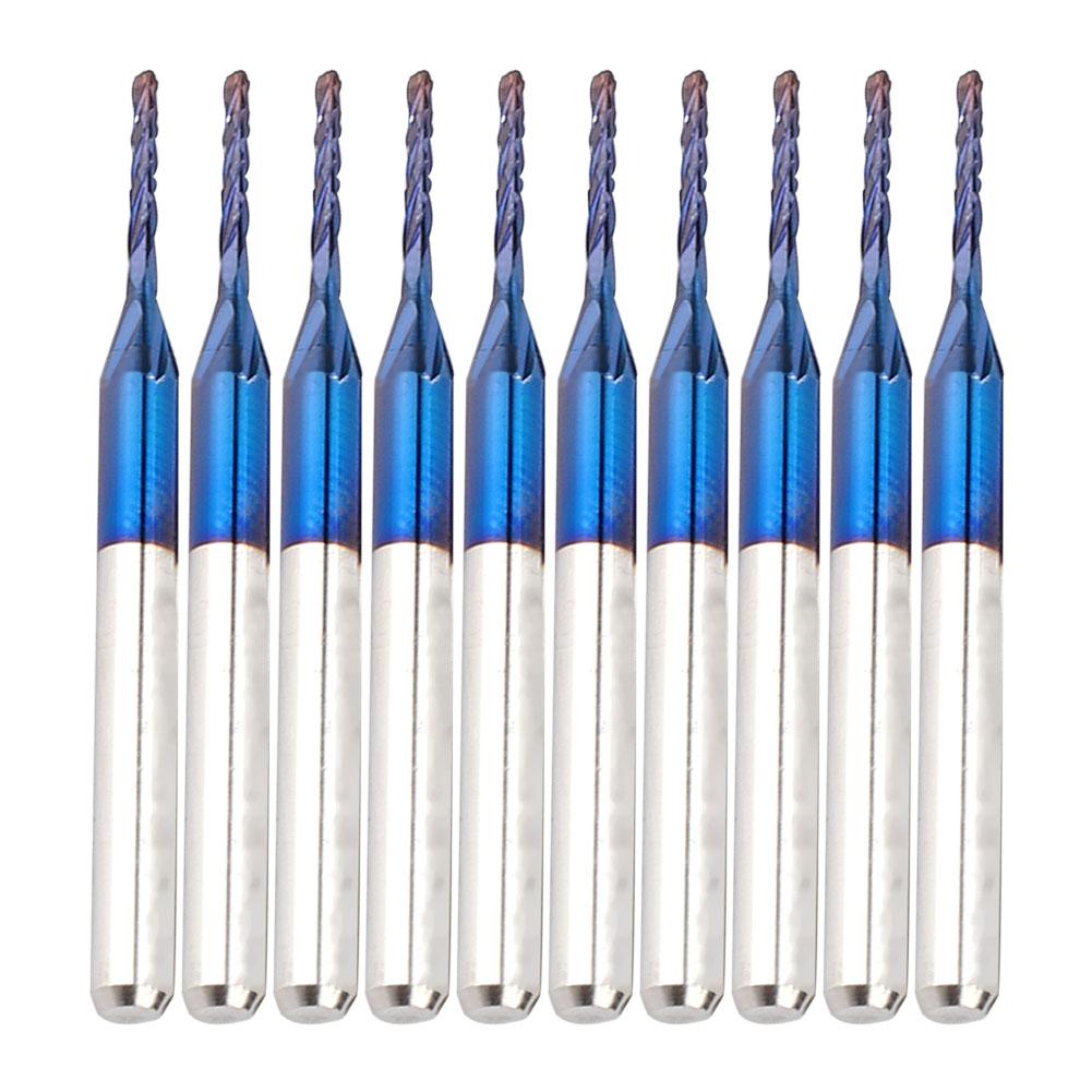 10 шт. твердосплавных фрезерных резцов Blue Corn End Mill Engraving Bit для станков с ЧПУ PCB (1.0mm)