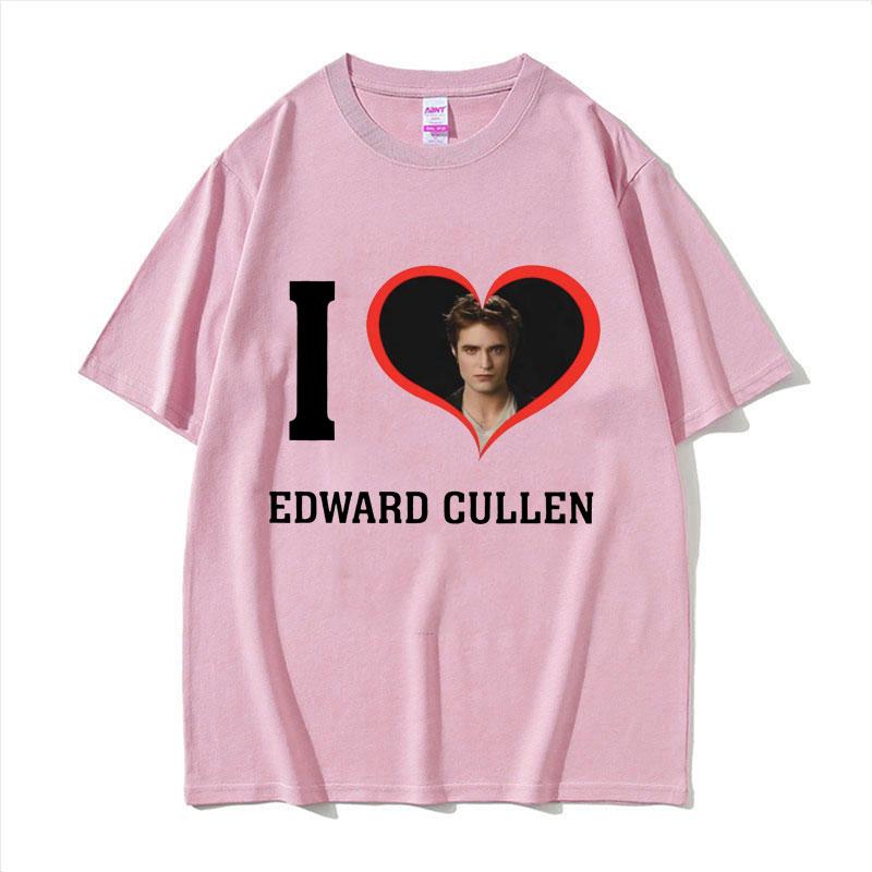 I Heart Edward Cullen Twilight Graphics Print Tee Shirt Unisexs Clothing Couples Fashion T Shirt Unisex Cotton Oversized Tshirt