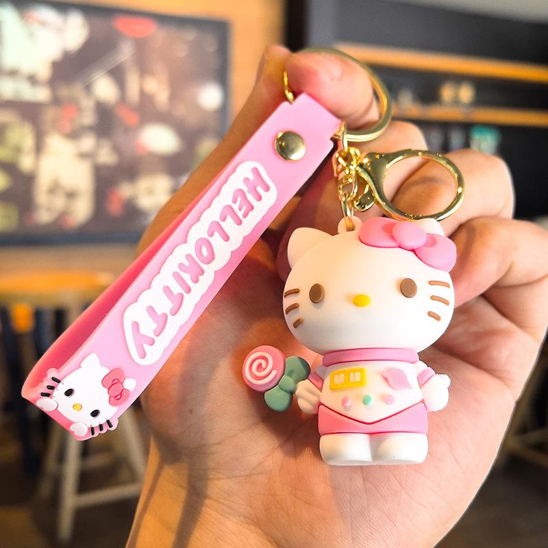 Ключница Kt Sanrio Фигурка кота Kt Брелок Курамицу Студенческий Маленький Подарок Каваи Милые Персонализированные Подарки Мода Y2k Игрушки Аниме