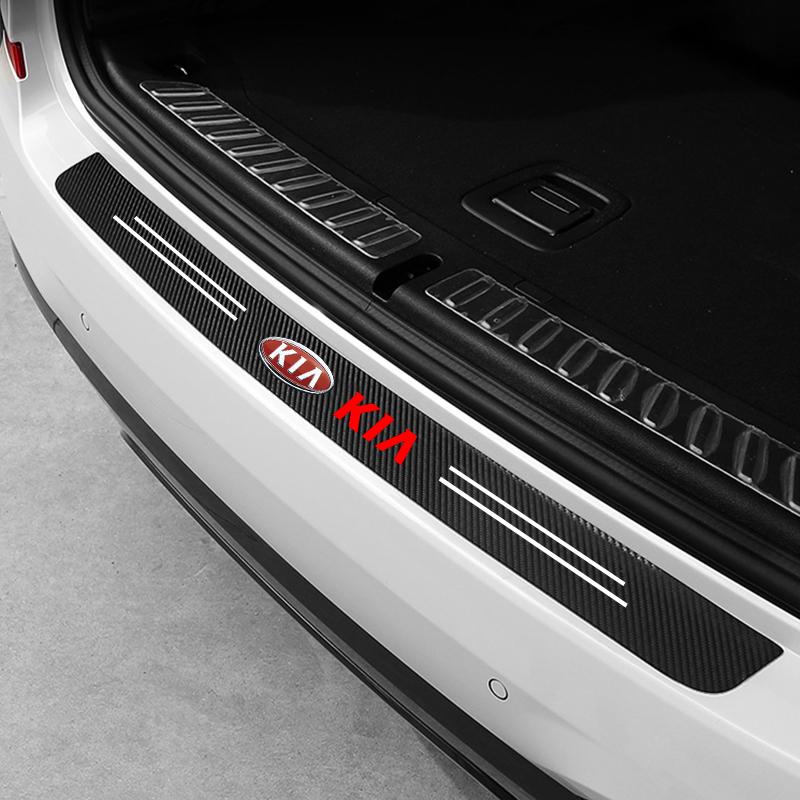 AADW1 Car Door Threshold Strips Car Trunk Rear Bumper Protective Carbon fiber Leather Stickers For Kia Sportage Ceed Picanto Niro K5