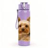 1PC Small Yorkshire Puppy 750ml Color Plastic Sports Water Bottle Leakproof Flip Straw Lid Suitable for Sports Office Home Use
