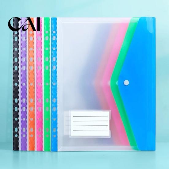 Assorted Color Filing Sleeves Document Bag, 11-Hole Loose-leaf Design, Highly Transparent Sheet Protectors, Protectors for 3 Ring Binders Snap-on