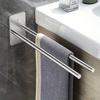 Towel Rack Hand Towel Holder No Drilling Wall Mounted Stainless Steel Space Saving Double Towel Bar for Bathroom