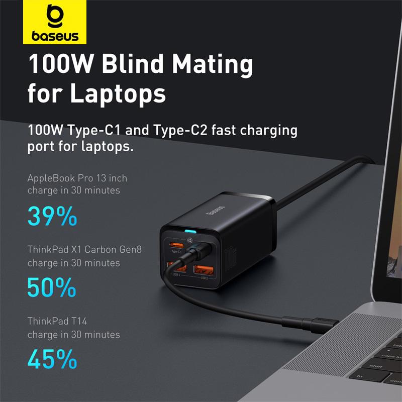 Baseus GaN3 Pro 100W настольное быстрое зарядное устройство Dual USB + Dual Type-C для смартфона, ноутбука, планшета