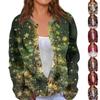 Fashion Women's Christmas Print Long Sleeve Knitted Cardigan Button Jacket